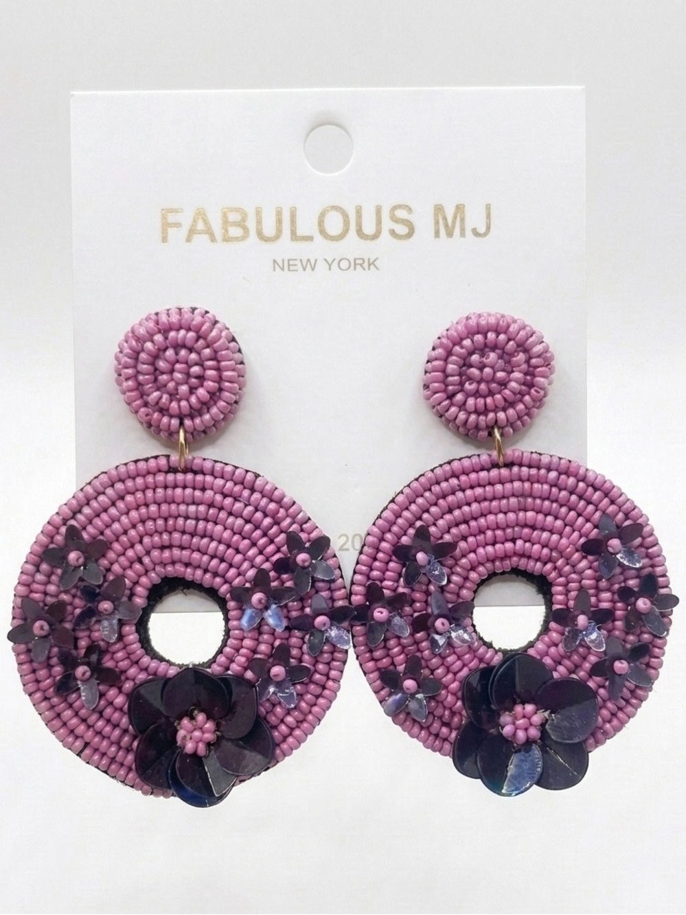 Beaded Floral Hoop Earrings